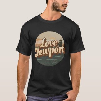 Love Newport Dark T Shirt Retro Medieval Ship