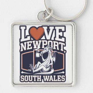 love newport keyring relaxing dragon wales