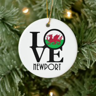 LOVE Newport Wales Ceramic Tree Decoration