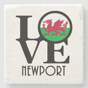 LOVE Newport Wales Stone Coaster