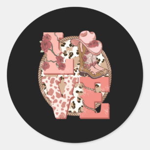 Love Nge Vintage Western Valentines Day  Classic Round Sticker