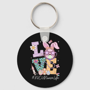 Love Nicu Nurse Easter Bunny Eggs Stethoscope Cute Key Ring