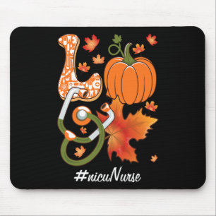 Love NICU Nurse Neonatal Fall Autumn Pumpkin Maple Mouse Mat