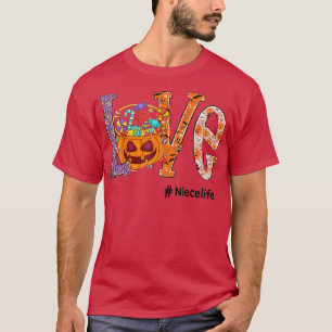Love Niece Life Halloween Pumpkin Art Candy Funny  T-Shirt
