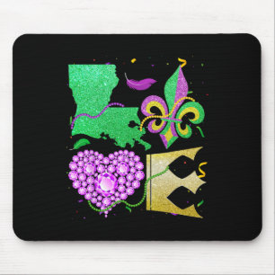 Love Nola Louisiana Map Beads And Crown Fat Tuesda Mouse Mat