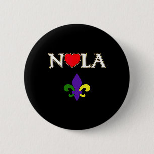 Love Nola New Orleans Fleur De Lis Heart Nola 6 Cm Round Badge
