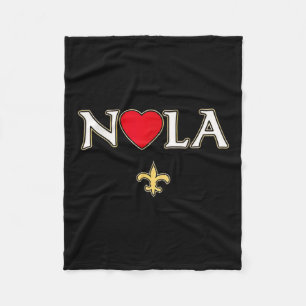 Love Nola New Orleans Fleur De Lis Heart Nola Fleece Blanket