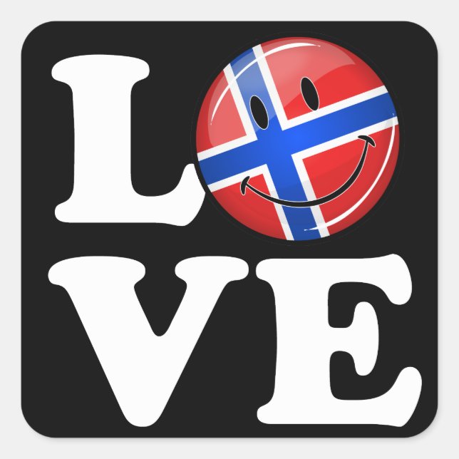 Love Norway Smiling Flag Square Sticker (Front)