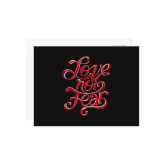 Love Not Fear Red Text Postcard