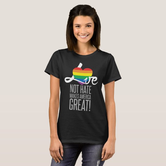 Love Not Hate (Rainbow) Women’s Basic Dark T-Shirt (Front Full)