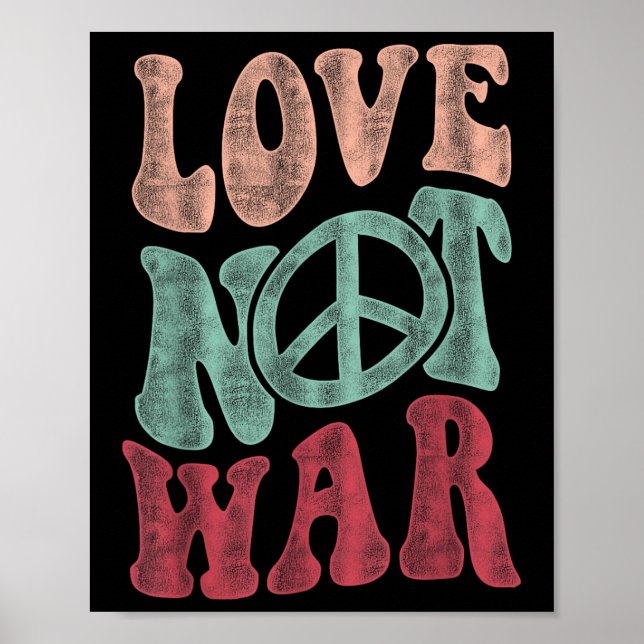 Love Not War Groovy Peace Sign  (Front)