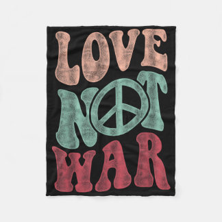 Love Not War Groovy Peace Sign Fleece Blanket