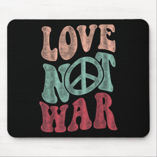 Love Not War Groovy Peace Sign Mouse Mat
