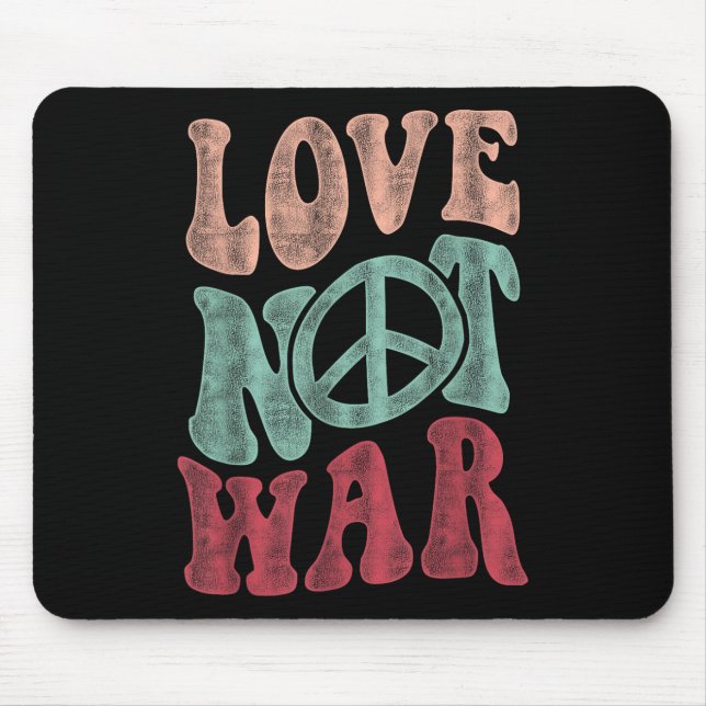 Love Not War Groovy Peace Sign  Mouse Mat (Front)