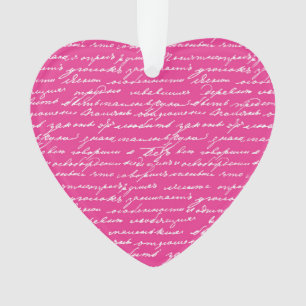 Love Note Handwriting Pink Heart Valentine Message Ornament