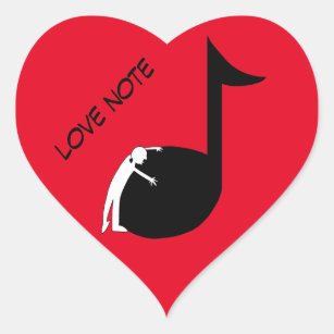 Love Note - Music Lover Hugging Kissing Music Note Heart Sticker