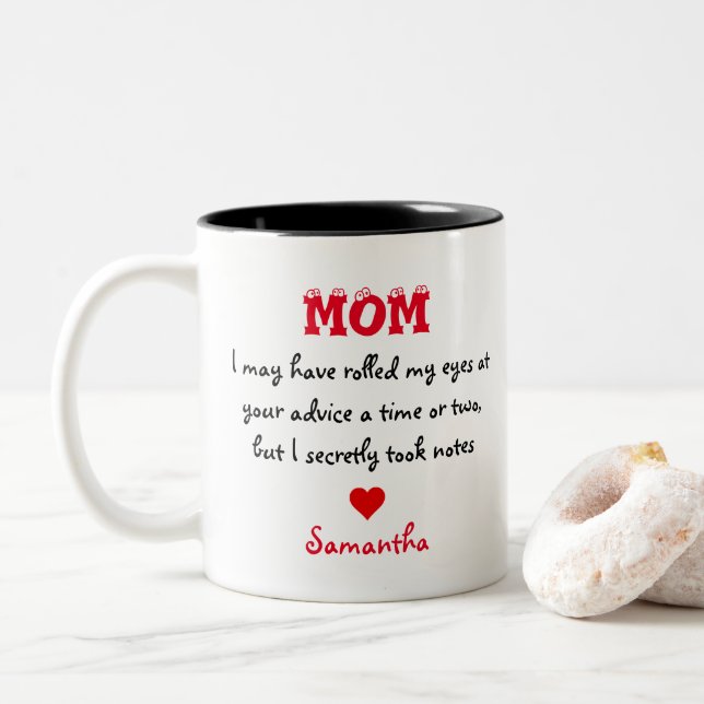 Love Note To Mother Quote Personalised Name Mug (With Donut)