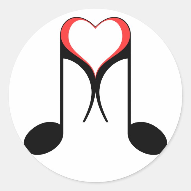 love notes : 8th note : classic round sticker (Front)