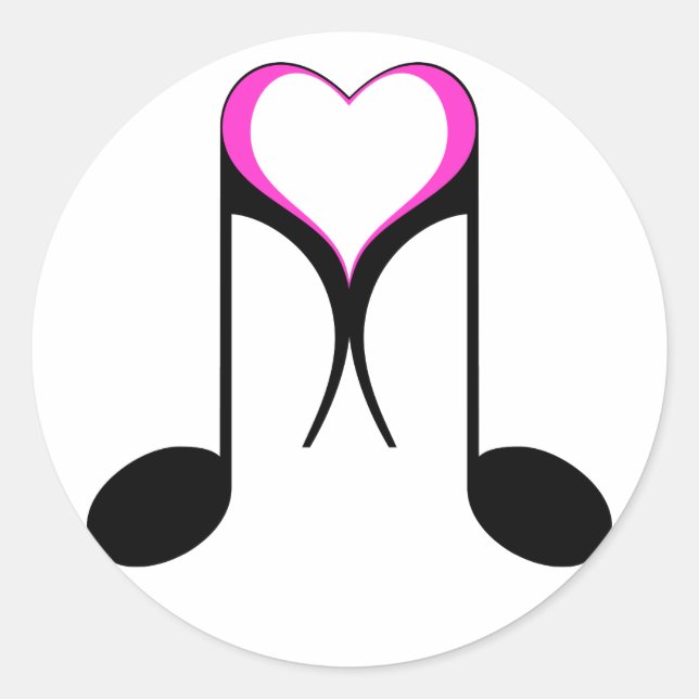 love notes : 8th note : classic round sticker (Front)