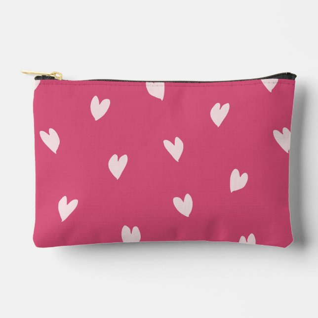 Love Notes Bold Pink Print Cut Sew Small Accessory Pouch (Front)