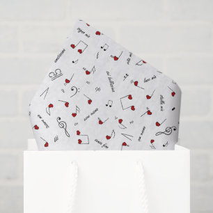 Love Notes Red Heart Music Notation Tissue Paper