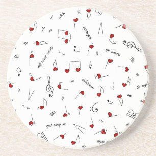 Love Notes Red Hearts Music Notation Coaster