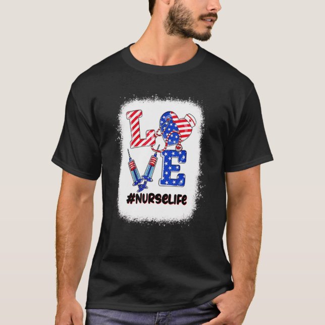 Love Nurse 4th Of July Nurse Life Patriotic Women T-Shirt (Front)