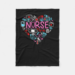 Love Nurse Cute Nurse ER Nurse RN Nurse CNA Nurse Fleece Blanket