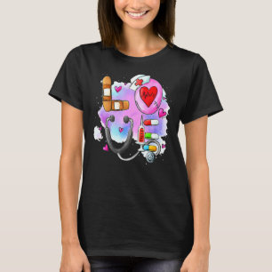 Love Nurse Easter Bunny Eggs Stethoscope Cute Scru T-Shirt
