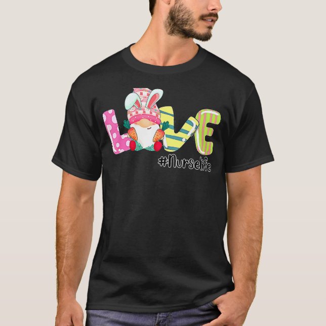 Love Nurse Easter Bunny Stethoscope Mother Day T-Shirt (Front)