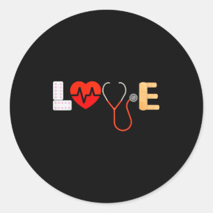 Love Nurse Funny Cute Novelty Graphic Idea Gift Va Classic Round Sticker
