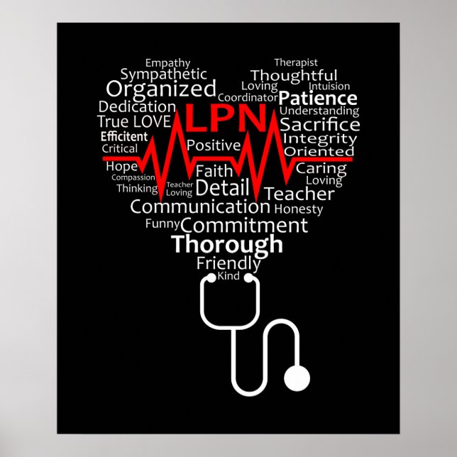 Love Nurse Heartbeat In Heart Nursing Poster (Front)