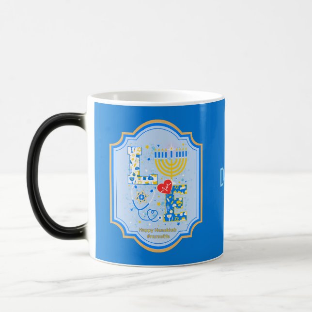 Love Nurse Jewish Life Happy Hanukkah  Magic Mug (Left)