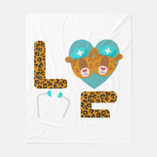 Love Nurse Life Cheetah 5 Fleece Blanket