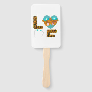 Love Nurse Life Cheetah 5 Hand Fan