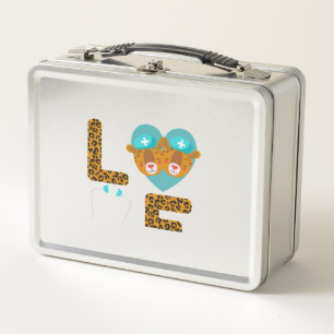 Love Nurse Life Cheetah   5 Metal Lunch Box