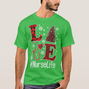 Love Nurse Life Christmas Tree Stethoscope Nursing T-Shirt