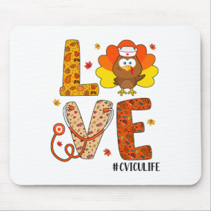 Love Nurse Life Fall Cvicu Nurse Turkey Thanksgivi Mouse Mat