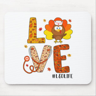 Love Nurse Life Fall Landd Nurse Turkey Thanksgivi Mouse Mat