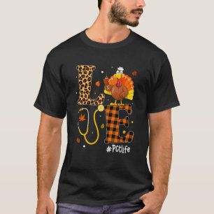 Love Nurse Life Fall PCT Nurse Leopard Plaid Thank T-Shirt