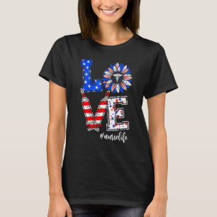 Love Nurse Life Fireworks In American Flag Indepen T-Shirt