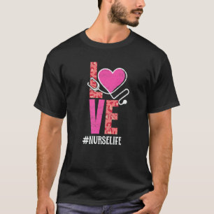 Love Nurse Life Pink Leopard Valentine Day T-Shirt