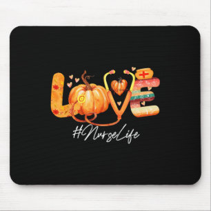 Love Nurse Life Pumpkin Fall Autumn Thanksgiving N Mouse Mat