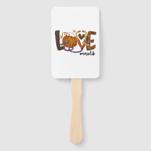 Love Nurse Life Pumpkin Leopard Fall Halloween Hand Fan