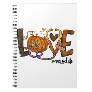Love Nurse Life Pumpkin Leopard Fall Halloween Notebook