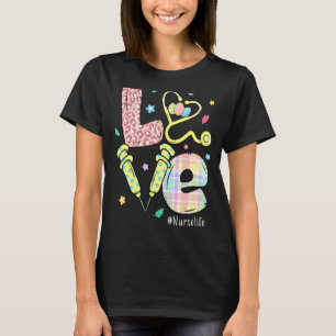 LOVE Nurse Life Stethoscope Leopard Easter Eggs Ch T-Shirt