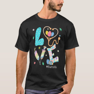 Love Nurse Life Stethoscope Leopard Easter Eggs Ch T-Shirt
