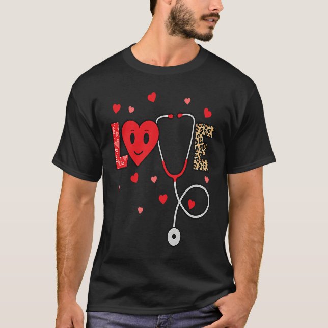 Love Nurse Life Valentines Day Heart Nursing Scrub T-Shirt (Front)