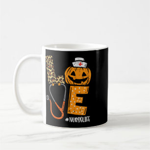 Love Nurse Pumpkin Leopard Fall Halloween Thanksgi Coffee Mug