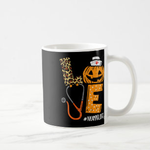 Love Nurse Pumpkin Leopard Fall Halloween Thanksgi Coffee Mug